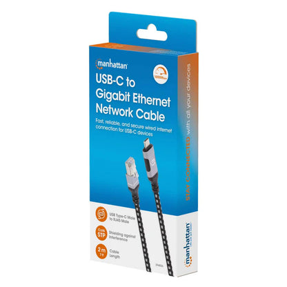 Cables/manhattan/394826/cable Usb-c V3.2 A Rj45 2m 5 Gbps Cat6 1 Gbps