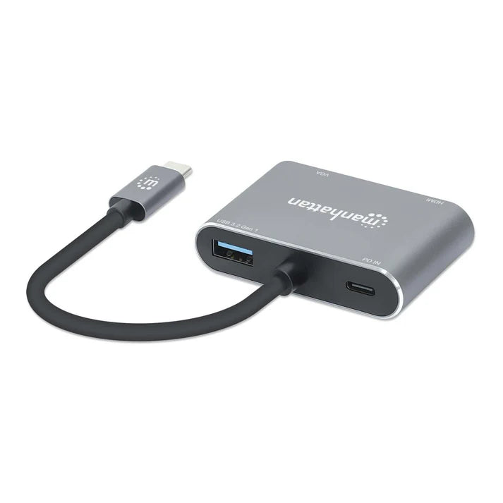Docking Usb,manhattan,130691,-c  4 Ptos, Hdmi/vga, Usb-a/usb-c Pd