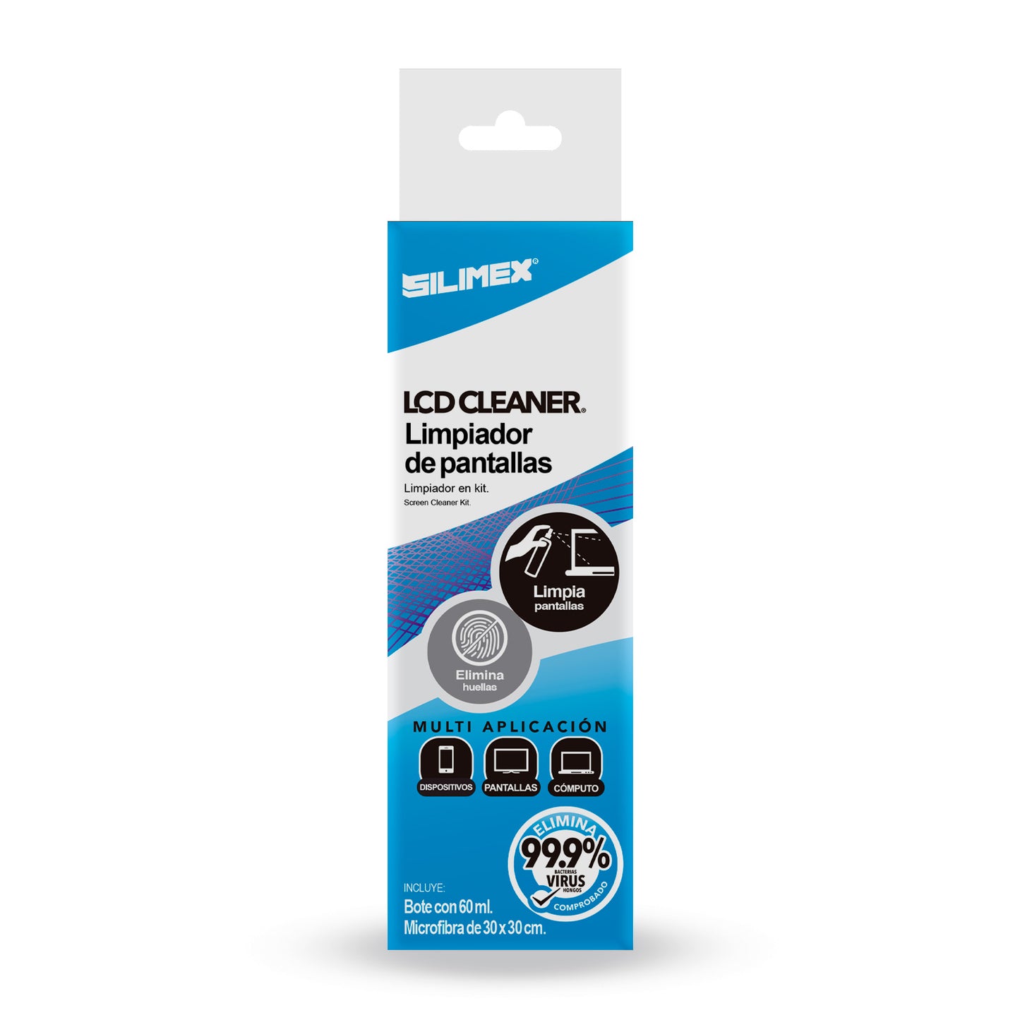 Kit De Limpieza Lcd Cleaner Para Pantallas Con Microfibra Y Bote De 60 Ml Silimex
