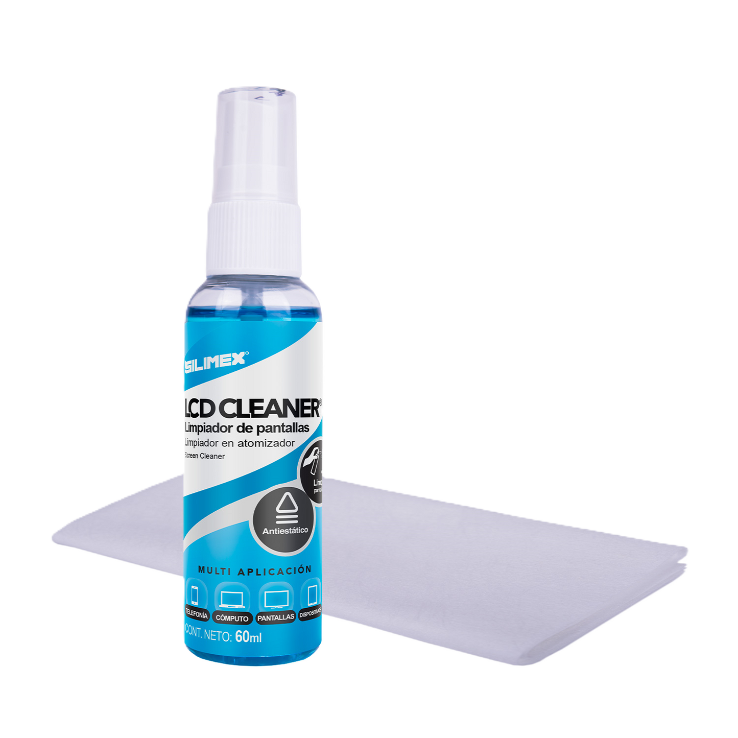 Kit De Limpieza Lcd Cleaner Para Pantallas Con Microfibra Y Bote De 60 Ml Silimex
