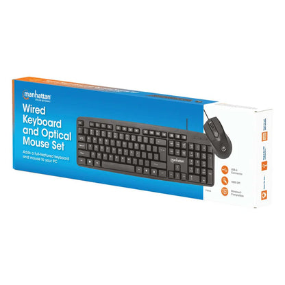 Teclado Y Mouse,manhattan,178464, Óptico Usb Cableado, Combo