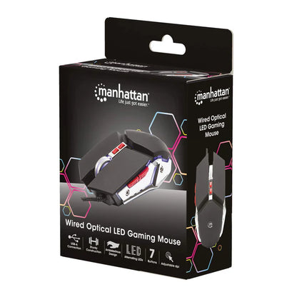 Mouse,manhattan,179348, Optico Gaming 7 Botones, Negro/plata 3200 Dpi